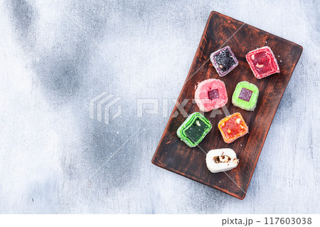 Turkish delight candy . Rahat lokum photography 117603038