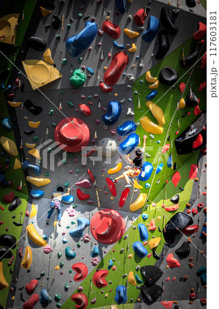 スポーツクライミングに挑戦する人 117603181