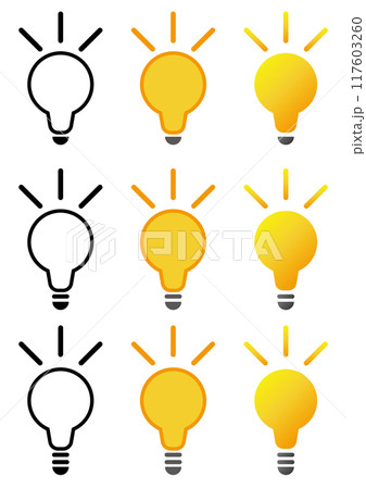 豆電球　アイコン　ひらめき セット 117603260
