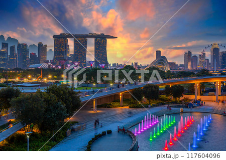 Aerial view Singapore city skyline, Most beautiful Sigapore skyscraper and skyline architecture in Asia, Singapore. 117604096