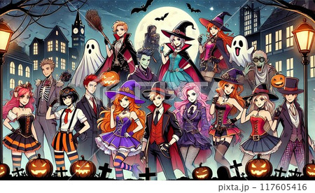ハロウィンの仮装をする人々 117605416