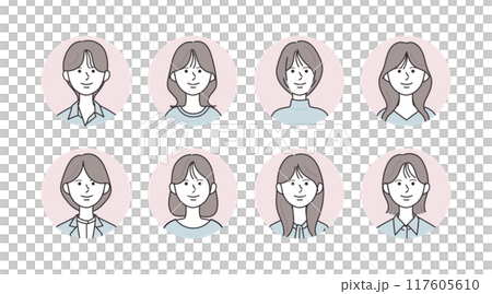 Various women's icon illustration set 117605610