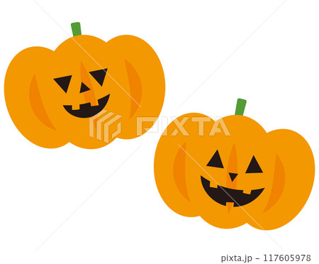 ハロウィン かぼちゃのお化けセットのイラスト素材 [117605978] - PIXTA