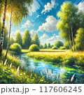 日差し溢れる緑の渓谷 117606245