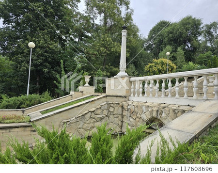 View of the cascade of fountains in the Valea Morilor park Chisinau Moldova 117608696