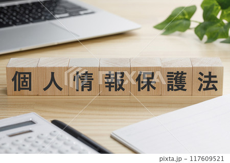 個人情報保護法と書かれた積み木のブロック 117609521
