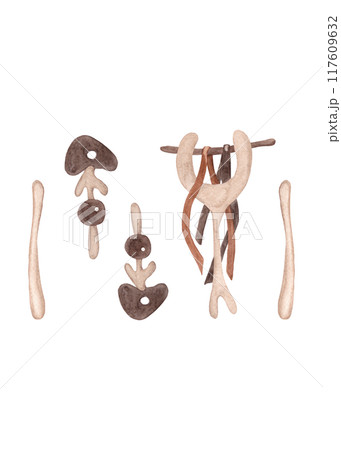 Magical items. Witchcraft and esotericism. Witch entourage set. Watercolor isolated illustrations for Halloween 117609632
