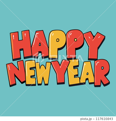 Happy New Year Typography Greeting Card 117610843
