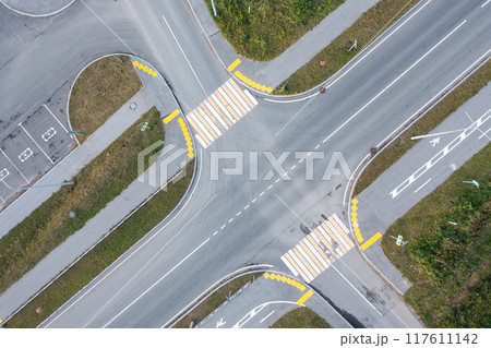Asphalt crossroad. Aerial   view 117611142