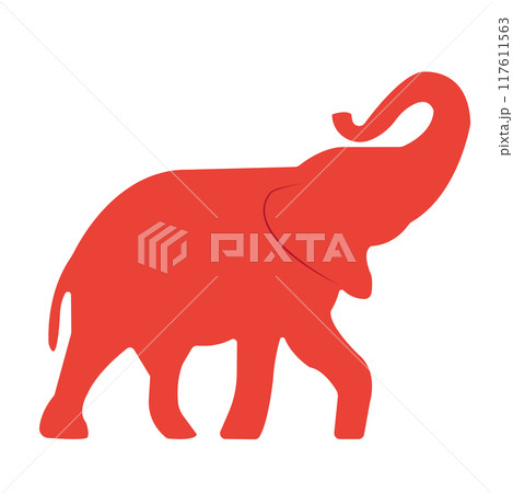 Red elephant representing the Republican Party of USA. Democracy vote concept. Element for print, banner, card, brochure or logo. 117611563
