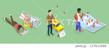3D Isometric Flat Vector Illustration of Trip Planning, Travel Preparation Tips 3D Isometric Flat Vector Illustration of Trip Planning, Travel Preparation Tips 117611699