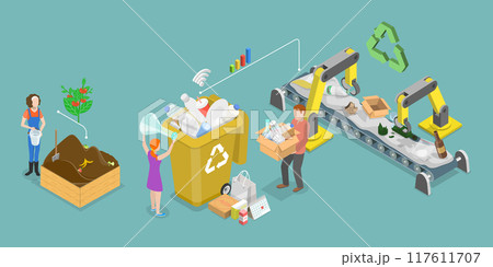 3D Isometric Flat Vector Illustration of Garbage Management, Efficient Waste Recycling for Eco Future 3D Isometric Flat Vector Illustration of Garbage Management, Efficient Waste Recycling for Eco Future 117611707