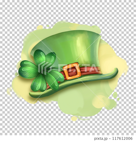 Leprechaun hat illustration. Cartoon element of Irish beer festival St Patrick's day. 117612006