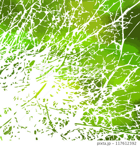 Background green bare tree branches. Abstract trendy painting for the interior. Not AI, Vector illustration 117612392