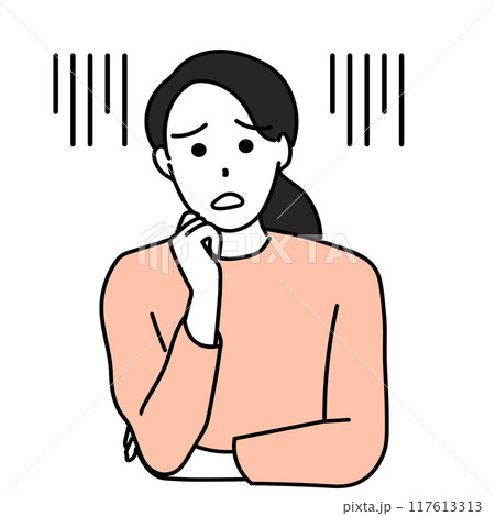 困っている若い女性のイラスト 困っている若い女性のイラスト 117613313
