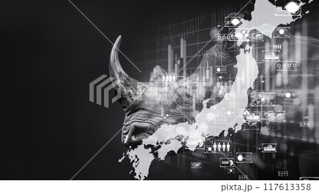 情報化社会の中でデジタル通貨のシンボルを持つサイ	 117613358