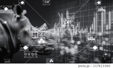 情報化社会の中でデジタル通貨のシンボルを持つサイ	 117613360