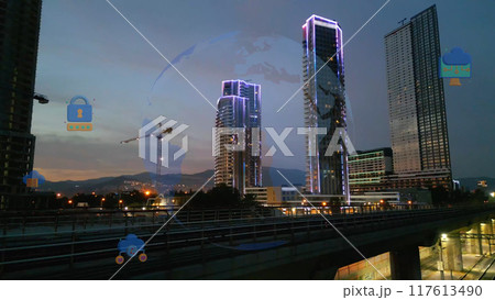 Cloud computing concept. Communication network. High quality photo 117613490