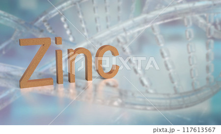The Zinc text on dna Background for sci or health concept 3d rendering. 117613567