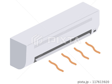 温風を出すエアコンのアイソメトリックイラスト 117613920