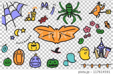 Halloween decoration items icon set stock illustration material Halloween decoration items icon set stock illustration material 117614591