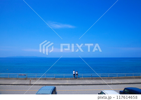 海里より村上市今川の海岸を望む　村上市今川　日本海 117614658
