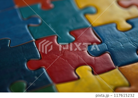 Colorful jigsaw puzzle pieces as a background,...のイラスト素材 [117615…