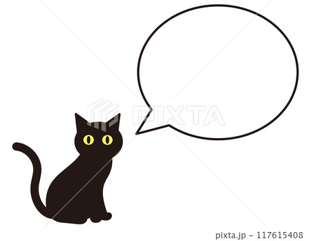 ふきだしと黒猫のイラスト 117615408