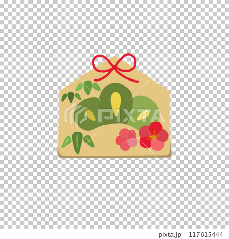 Pine, bamboo and plum votive plaque Pine, bamboo and plum votive plaque 117615444