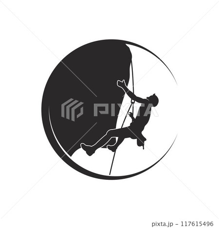 Rock mountain climbing logo template vector illustration 117615496