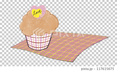 可愛的粉紅色紙杯蛋糕 - 帶心形配料 - 16:9 117615675