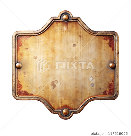 Blank vintage metal sign on a white background, retro texture style. 117616096