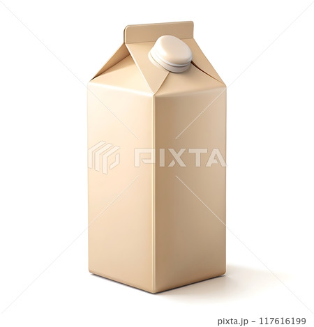 Milk or Juice cardboard packaging on white background, Empty drink container for product branding presentation. 117616199
