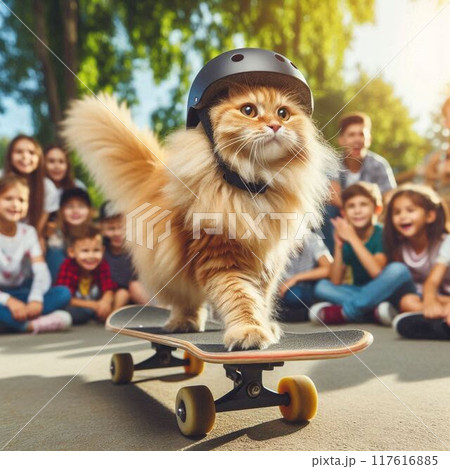 スケボーをする猫 スケボーをする猫 117616885