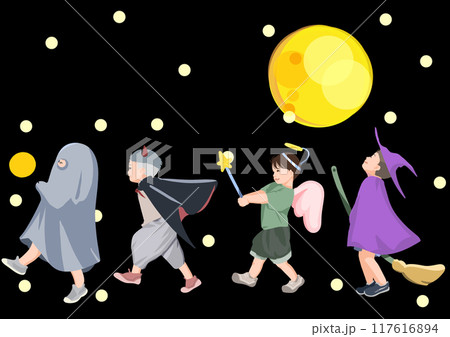 ハロウィンの日の子供達 117616894