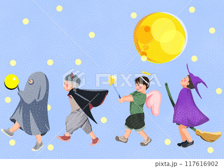 ハロウィンの日の子供達 117616902