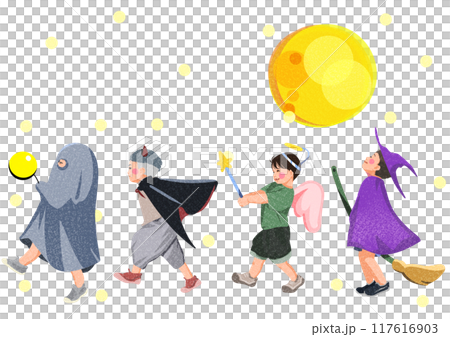 孩子們在萬聖節那天 117616903