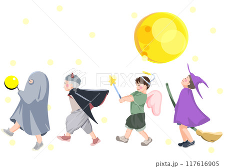 ハロウィンの日の子供達 117616905