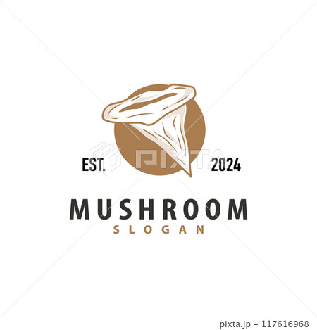 Mushroom Logo, Simple Minimalist Retro Plant Silhouette Plantation Design Business Brand 117616968