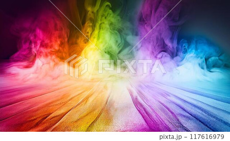 カラフルにライトアップされたスモーク 117616979
