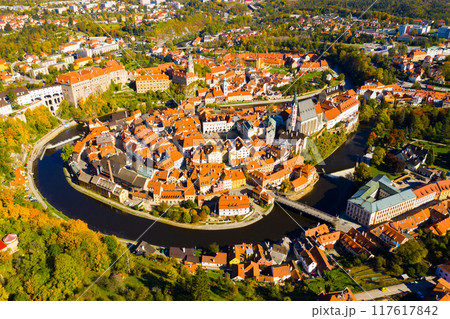 Aerial view of Cesky Krumlov Aerial view of Cesky Krumlov 117617842
