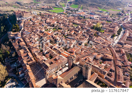 Drone photo of Spanish city Siguenza, Castile-La Mancha Drone photo of Spanish city Siguenza, Castile-La Mancha 117617847
