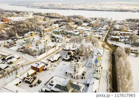 Aerial view of Murom overlooking Trinity convent and Annunciation Monastery 117617965