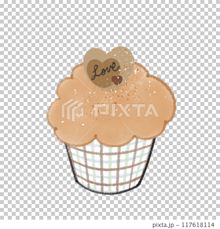 ナチュラルな優しい色合いのカップケーキ - ハートのトッピング付き 117618114