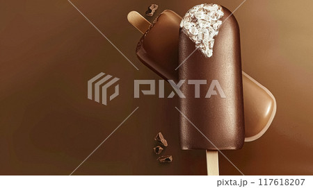 Chocolate ice cream, macro food background design 117618207