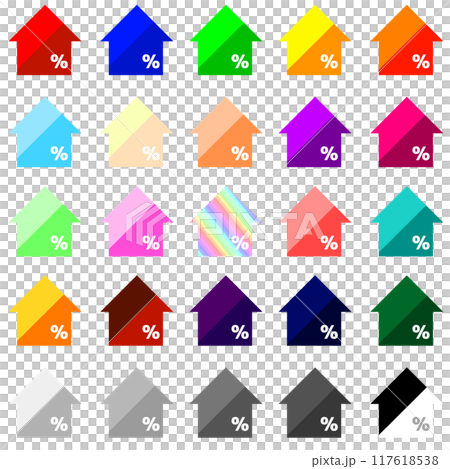 %が書かれた上向きの2色のカラフルな幅広矢印 25個セット %が書かれた上向きの2色のカラフルな幅広矢印 25個セット 117618538