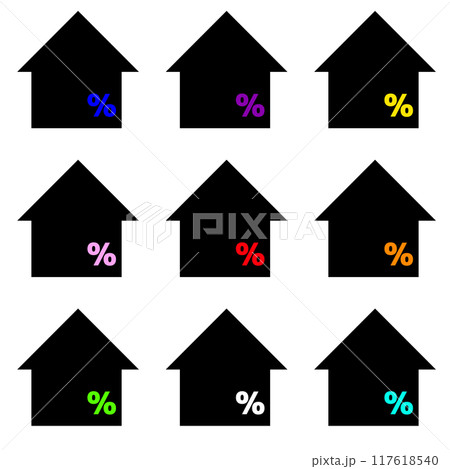 カラフルな%が書かれた上向きの黒い幅広矢印 25個セット カラフルな%が書かれた上向きの黒い幅広矢印 25個セット 117618540