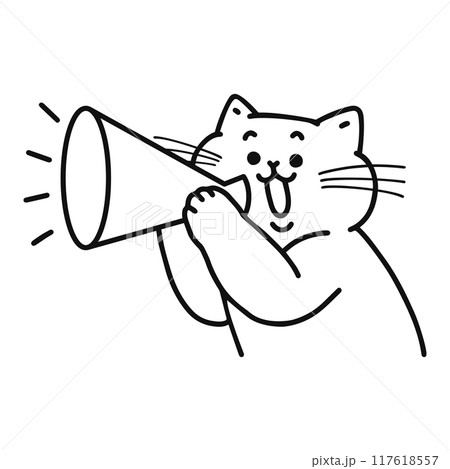 メガホンを持った猫・線画 117618557