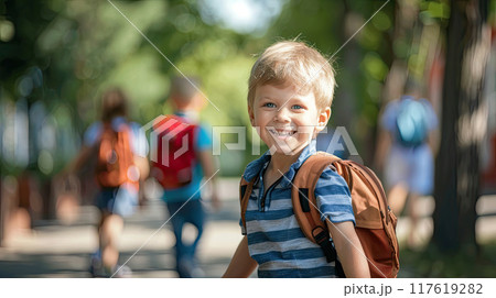 Boy Going to School 117619282