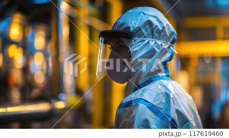 Woman in Protective Suit 117619460